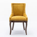 Chaise de salle à manger en tissu avec clous décoratifs et pieds chromés (lot de 2)