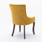 Chaise de salle à manger en tissu avec clous décoratifs et pieds chromés (lot de 2)
