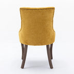 Chaise de salle à manger en tissu avec clous décoratifs et pieds chromés (lot de 2)