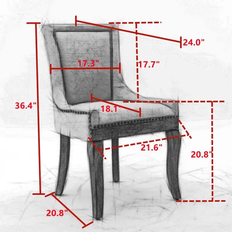 Chaise de salle à manger en tissu avec clous décoratifs et pieds chromés (lot de 2)