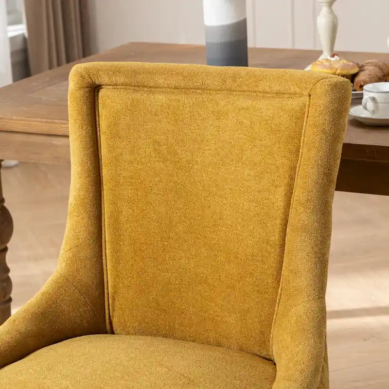 Chaise de salle à manger en tissu avec clous décoratifs et pieds chromés (lot de 2)