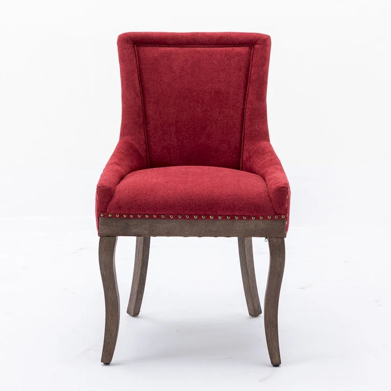 Chaise de salle à manger en tissu avec clous décoratifs et pieds chromés (lot de 2)