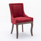 Chaise de salle à manger en tissu avec clous décoratifs et pieds chromés (lot de 2)