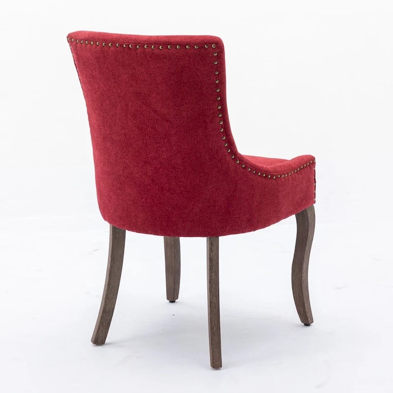 Chaise de salle à manger en tissu avec clous décoratifs et pieds chromés (lot de 2)