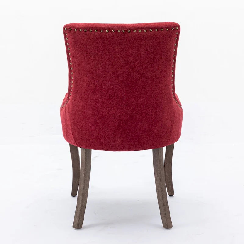 Chaise de salle à manger en tissu avec clous décoratifs et pieds chromés (lot de 2)