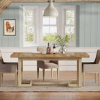 Table à manger rectangulaire de 160 cm avec pieds en bois massif pour 4 à 6 personnes