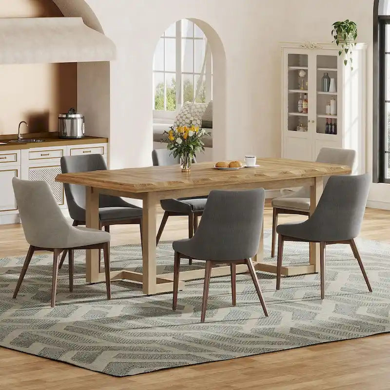 Table à manger rectangulaire de 160 cm avec pieds en bois massif pour 4 à 6 personnes