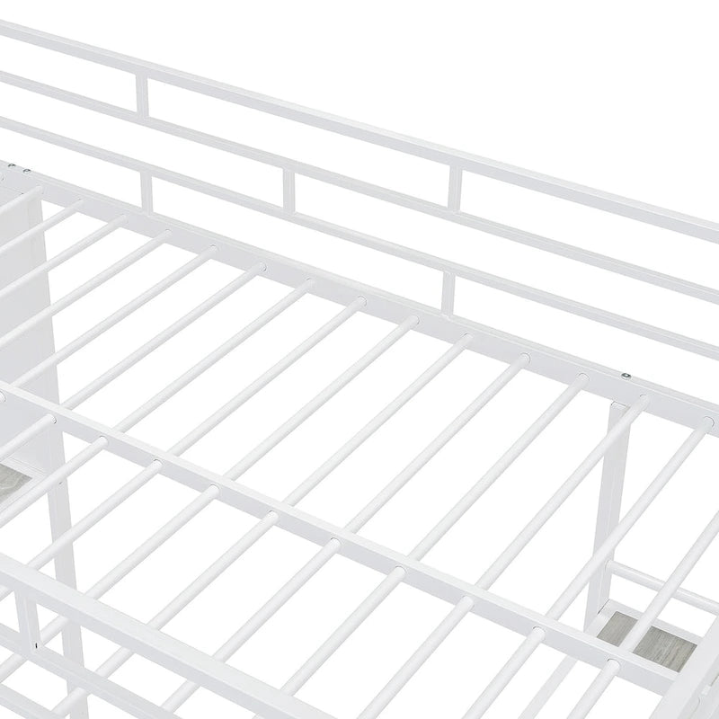 Lit mezzanine métallique une place avec étagères à 3 niveaux et bureau