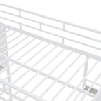 Lit mezzanine métallique une place avec étagères à 3 niveaux et bureau