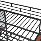 Lit mezzanine métallique une place avec étagères à 3 niveaux et bureau