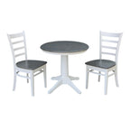 Ensemble table de salle à manger ronde à pied central avec 2 chaises