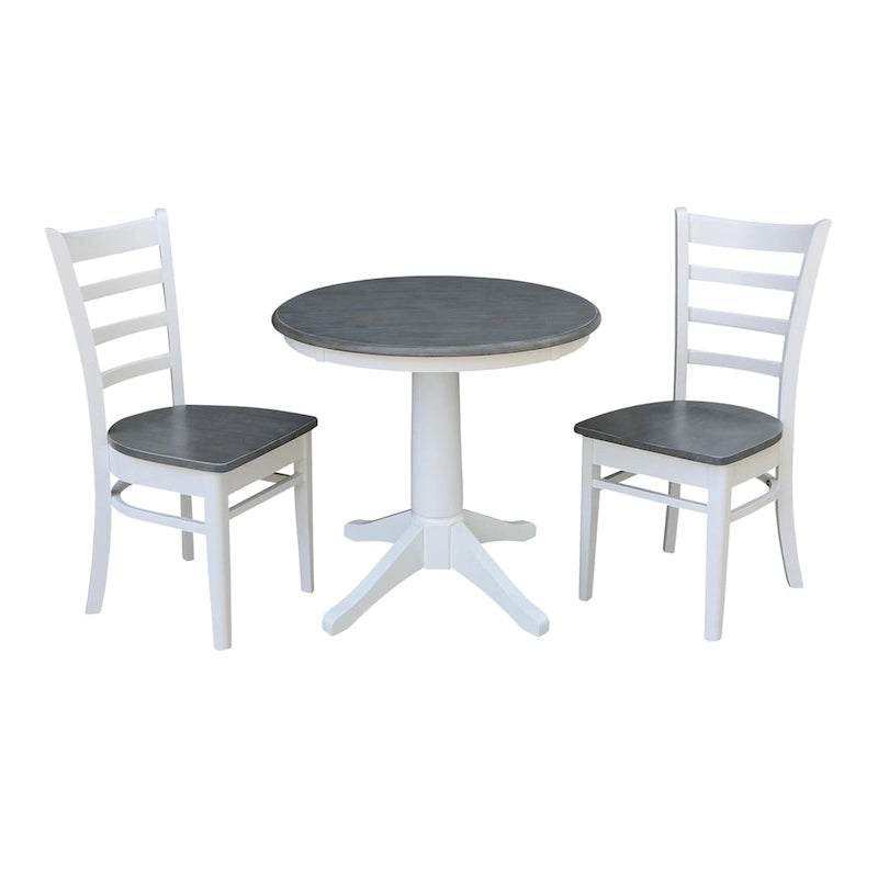 Ensemble table de salle à manger ronde à pied central avec 2 chaises