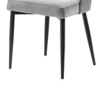 Lot de 2 chaises de salle à manger de 48,26 cm, haut dossier incurvé, velours gris, pieds en métal noir.