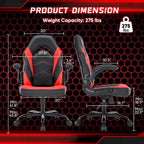Chaise de jeu ergonomique avec support lombaire et accoudoirs relevables