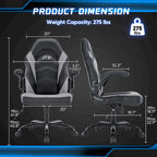 Chaise de jeu ergonomique avec support lombaire et accoudoirs relevables