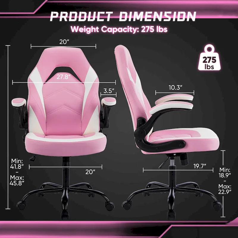 Chaise de jeu ergonomique avec support lombaire et accoudoirs relevables