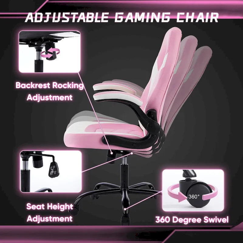 Chaise de jeu ergonomique avec support lombaire et accoudoirs relevables