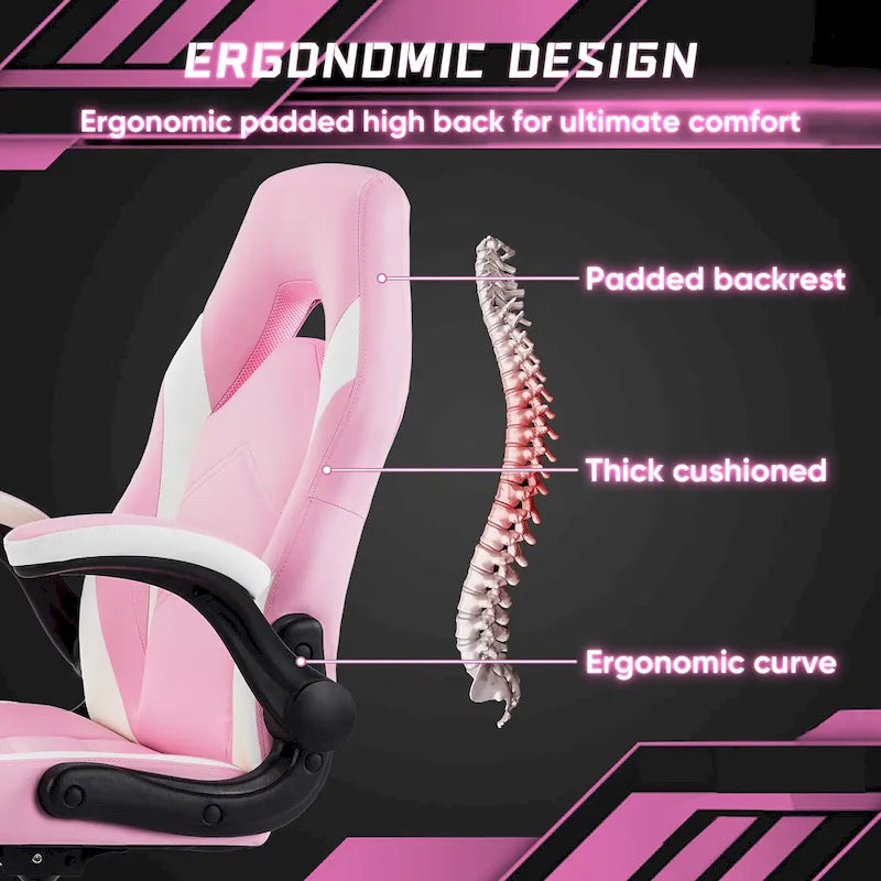 Chaise de jeu ergonomique avec support lombaire et accoudoirs relevables