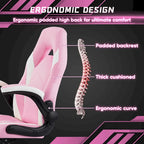 Chaise de jeu ergonomique avec support lombaire et accoudoirs relevables