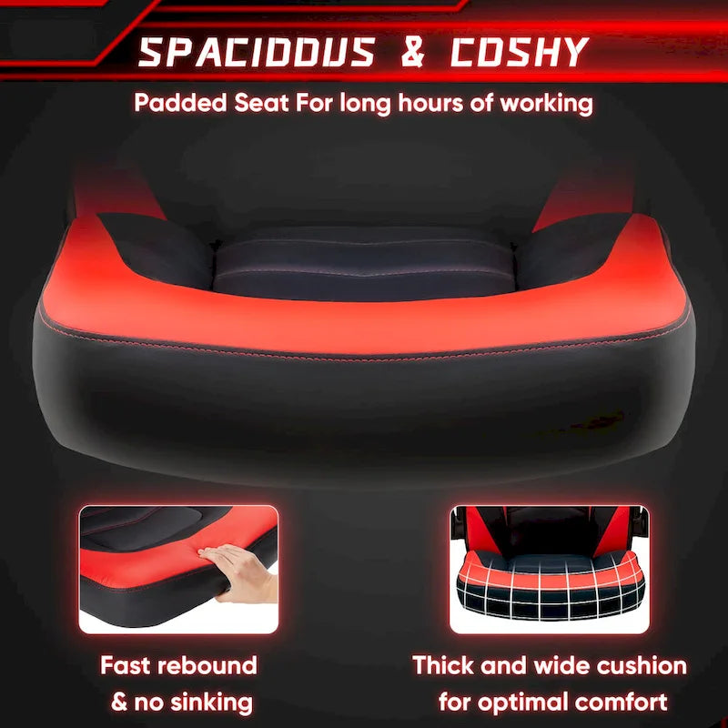 Chaise de jeu ergonomique avec support lombaire et accoudoirs relevables