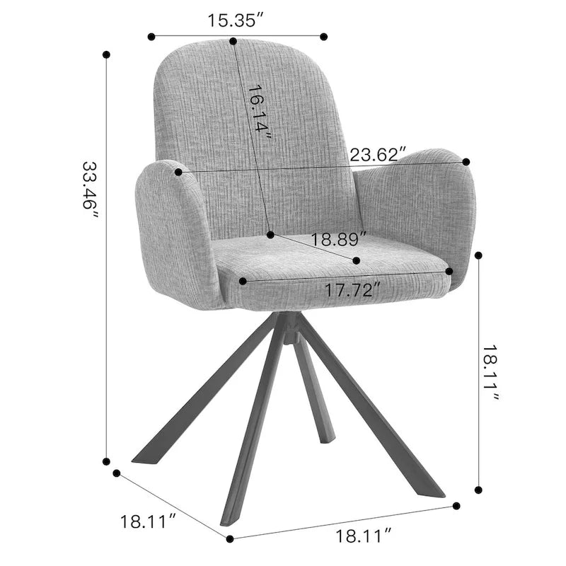 Chaise de salle à manger en tissu de lin rose avec pieds en fer pivotants