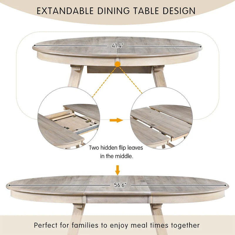 Table de salle à manger ronde extensible