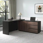 Bureau d'angle extensible avec tiroirs de rangement et armoire