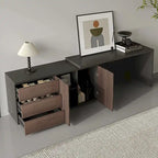 Bureau d'angle extensible avec tiroirs de rangement et armoire