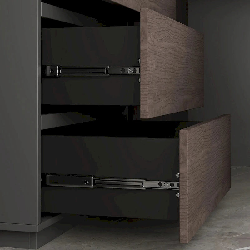 Bureau d'angle extensible avec tiroirs de rangement et armoire
