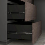 Bureau d'angle extensible avec tiroirs de rangement et armoire