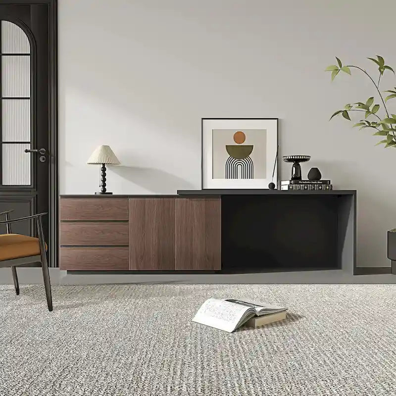 Bureau d'angle extensible avec tiroirs de rangement et armoire