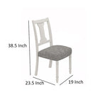 Ensemble de 2 chaises de salle à manger rembourrées, dossier violon, structure en bois blanc, lin gris