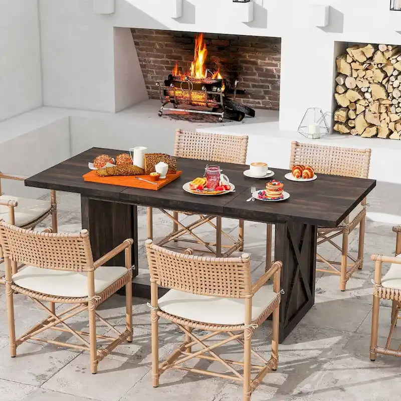 Table de salle à manger style ferme 180 cm pour 6 à 8 personnes
