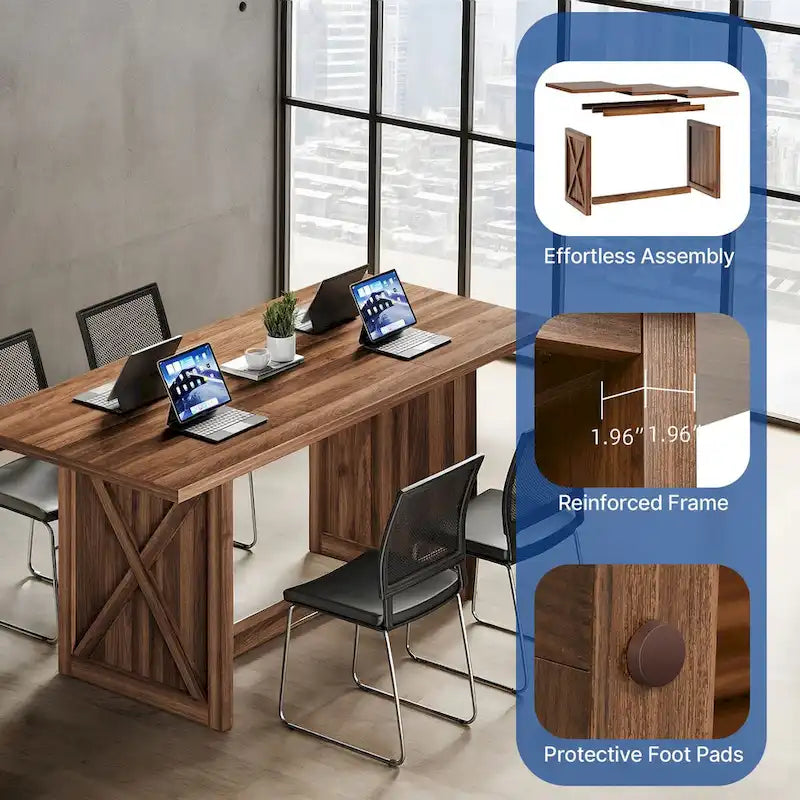 Table de salle à manger style ferme 180 cm pour 6 à 8 personnes